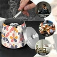 thumbnail image 4 of Yayeee Ashtray with Lid for Cigarette Smokeless Stainless Steel Home Ash Holder, Purple Retro Flower, 4 of 7
