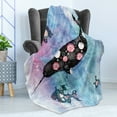 thumbnail image 4 of Narwhal Soft Flannel Fleece Throw Blanket, Floral Patterned Whale and Fish Psychedelic Abstract Art Inspirations, Cozy Plush for Indoor and Outdoor Use, 50" x 70", Multicolor, by Ambesonne, 4 of 5