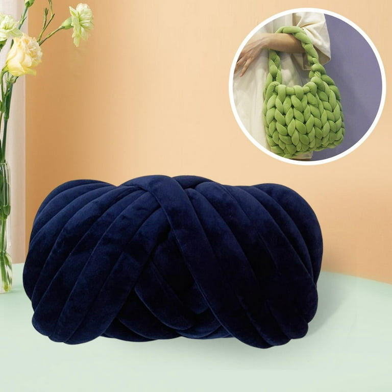 Chunky Wool Yarn, Hand Knitting Yarn Crafts Washable Bulky Giant Wool Yarn  Arm Knitting Yarn for Bed Fence Arm Crochet Blue