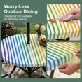 thumbnail image 5 of Round Outdoor Tablecloth with Umbrella Hole and Zipper, Thin Rainbow Striped Tablecloth with Elastic Waterproof, Farmhouse Modern Stripes Patio Table Covers for 55" - 60" Picnic Pool Tables, 5 of 9