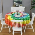thumbnail image 2 of Colorful Tie Dye Pattern Round Tablecloth 60"x60",Wrinkle Wipeable Table Cloth for Kitchen Dining Room Picnic Patio Party, 2 of 6