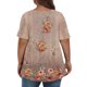 thumbnail image 5 of Camiseta de Manga Corta de Cuello en V Sólido Casual, Camisetas de Manga Corta para las Mujeres, 5 of 6