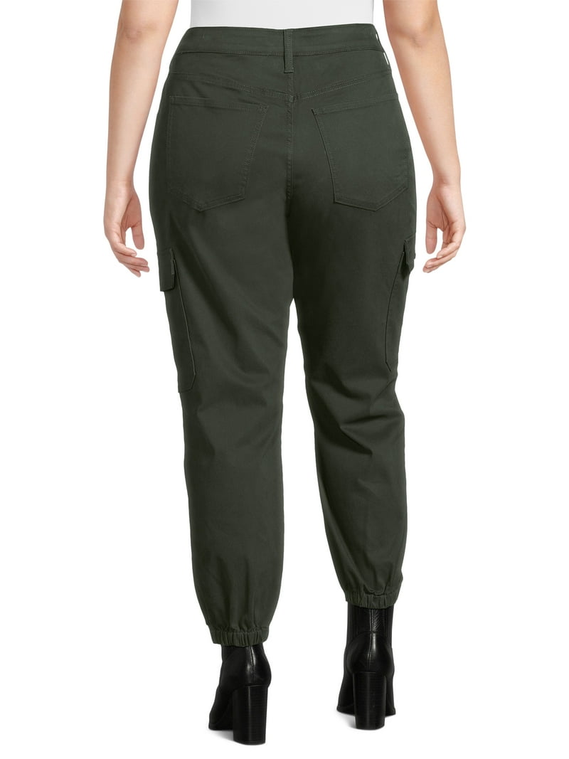 Terra & Sky Women's Plus Size Cargo Jogger Pants, 28” Inseam