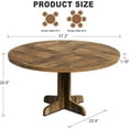 thumbnail image 2 of BeesClover Round Dining Table for 4, 47 Inch Farmhouse Kitchen Table with Wood Tabletop and Stable Base, Circle Dinning Room Table for Home Dining Room Living Room, Grey (Only Table), 2 of 7
