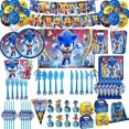 thumbnail image 1 of Cartoon Sonic Party Supplies Boys Birthday Party Disposable Tableware Set Paper Plate Cup Napkins Baby Shower Decorations, 1 of 4