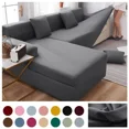 thumbnail image 2 of Elastic Solid Color Sofa Cover L Shaped Corner Couch Slipcover 1 2 3 4 Seater Chair Protector for Living Room, 2 of 7