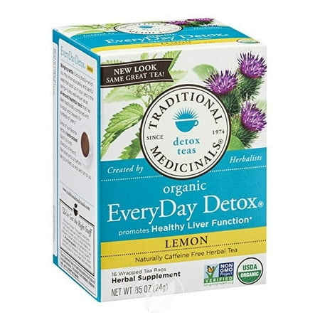 Organic EveryDay Detox Tea Lemon 16 bags by Traditional Medicinals Teas, Pack of 2
