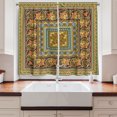 thumbnail image 2 of Ambesonne Art Deco Kitchen Curtains, Flowers in Squares Drawing, 55"x36", Dark Mustard and Pale Orange, 2 of 3