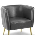 thumbnail image 2 of Set of 2 Adaya Gray Faux Leather Arm Chair with Beech Legs, 2 of 5