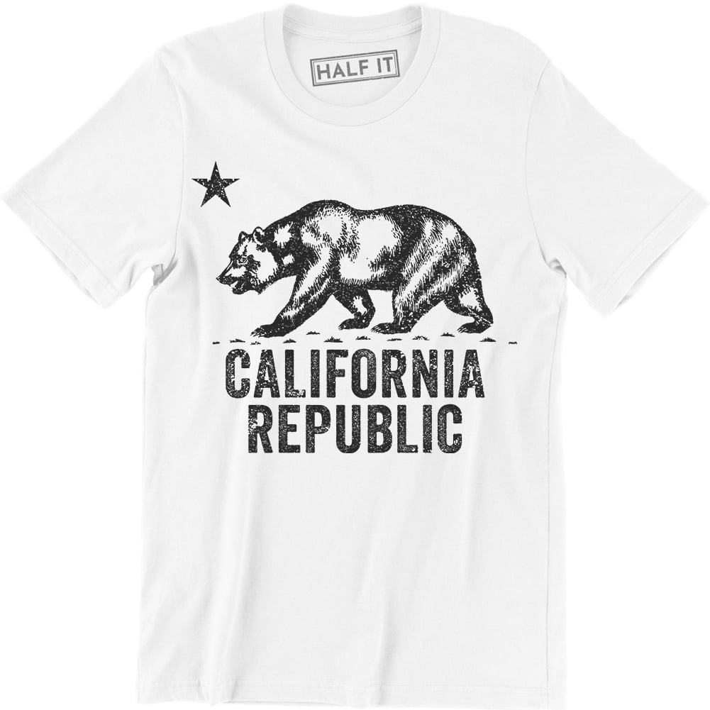 California Bear White Women's V-Neck Cali Souvenir State Map Republic CA Tees