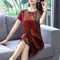 thumbnail image 3 of Ana Casual Dress Women Retro plus size print short-sleeved skirt loose mother wear, 3 of 9