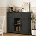 thumbnail image 2 of Black Storage Cabinet with Drawers and Adjustable Shelves, Multi-Functional Wooden Floor Cabinet for Living Room, Bedroom, and Bathroom, 2 of 7