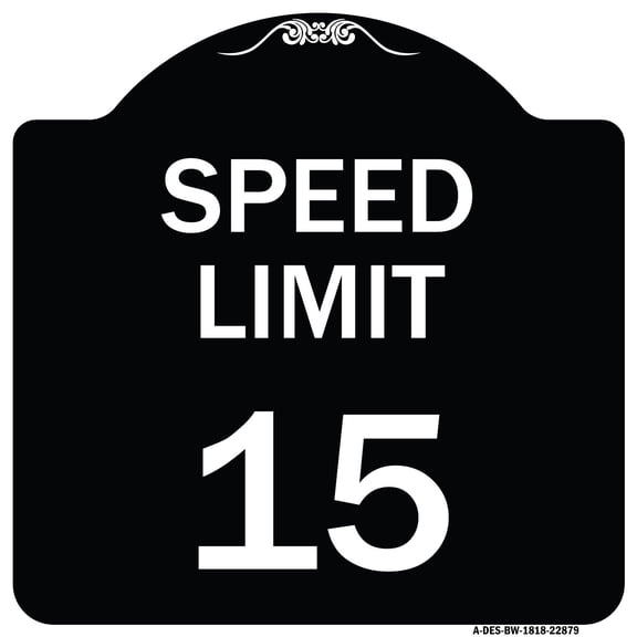 SignMission Designer Series Sign - Speed Limit 15 Mph | Black & White 18" X 18" Heavy-Gauge Aluminum Architectural Sign | Protect Your Business & Municipality | Made in the USA
