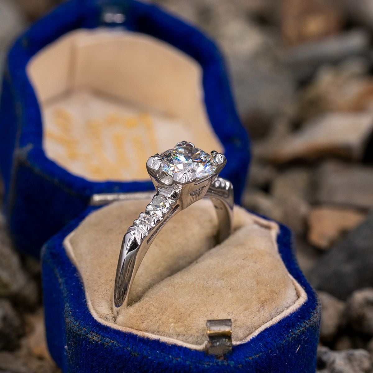 Bague en Argent Sterling 925 Moissanite Bague de Fiançailles Ronde