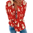 thumbnail image 2 of Pntutb, camiseta informal de manga larga con cuello en V de Navidad para mujer, blusa holgada con estampado de otoño, tops con cremallera Pntutb Pntutb-2422, 2 of 5