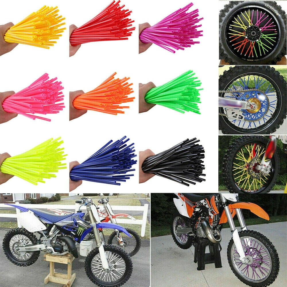 Motocross Wheel Covers 72Pcs Spoke Skins Color : Bright Yellow 10 Colors Dirt Bikes 