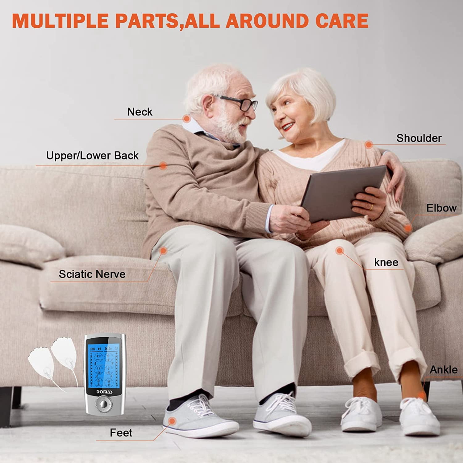 TENS Unit Muscle Stimulator Electric Shock Therapy for Muscles Dual Channel TENS EMS Unit Electronic Pulse Massager with 24 Modes Physical Therapy Equipment for Back Pain Relief