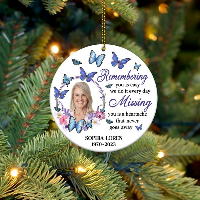 Photo Mémoire Ornement de Noël Png, Ornement Rond Commémoratif de Noël Png Sublimation, 20 - comme sur l'Image - Lot de 3