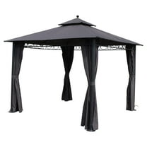 International Caravan St. Kitts 10-foot Aluminum/ Polyester Double-vented and Drapes Square Gazebo, Grey