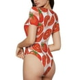 thumbnail image 3 of Naloa Tomatoes Women's Short-Sleeved Onesie, One-Piece Swimsuit for Parties, dates, clubs - Large, 3 of 9
