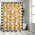 thumbnail image 4 of Fall Shower Curtain Maple Leaf Shower Curtains for Bathroom Buffalo Plaid Wood Grain Bath Curtains Sets for Autumn Thanksgiving Seasonal Bathroom Decor Polyester Fabric Waterproof 84 x 72 in, 4 of 6