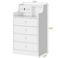 thumbnail image 5 of Toogaho Night Stand for Bedroom,Large Bedside Tables Charging Station,Tall Bedside Table with 4 Drawers & Hutch,White, 5 of 7