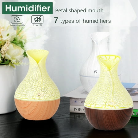 

Mairbeon Air Humidifier Ultrasonic 7-color Changing LED Light Wood Grain 130ml Mist Maker Essential Oil Diffuser for Home