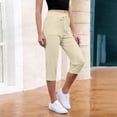 thumbnail image 5 of Women's 2026 Trendy Capris Drawstring Waist Casual Lightweight Capri Pants Summer Capris with Pockets Loose Fit Trousers Khaki XL, 5 of 7