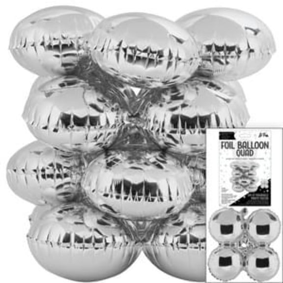 17 LaFete Quad Mylar Balloons - Silver (4ct)