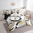thumbnail image 3 of Manfei Retro Circle Pattern 7pcs Bedding Comforter Set,Modern Abstract Geometric Queen Bedding Sets,Brown White Black Queen Sheet Sets For Teens,Luxury Bedroom Decor Reversible, 3 of 8