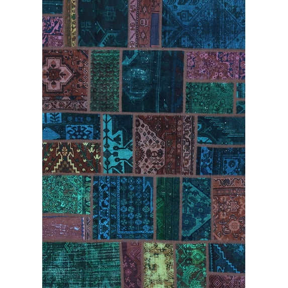 Ahgly Company Indoor Rectangle Oriental Light Blue Modern Area Rugs, 8' x 12'