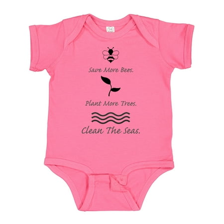 

Inktastic Save More Bees Plant More Trees Clean the Seas Gift Baby Boy or Baby Girl Bodysuit