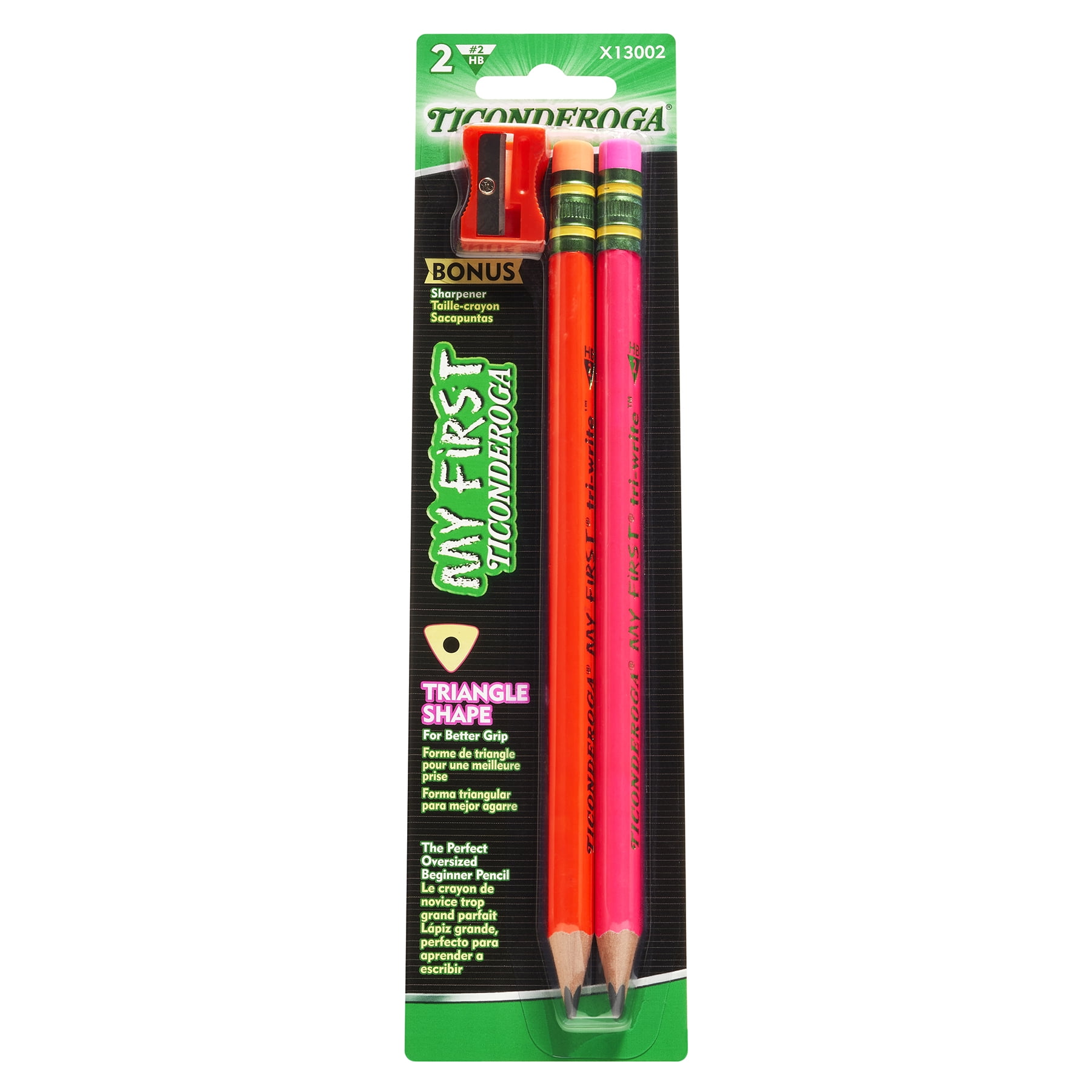 Ticonderoga My First TriWrite WoodCased Pencils, Neon Assorted, 2