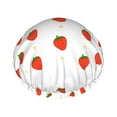 thumbnail image 1 of YFYANG Women's Double Waterproof Shower Cap, Red Cartoon Strawberry Reusable Hair Cap for All Hair Styles and Head Sizes, 1 of 9