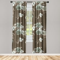 Floral Vintage Window Curtains, Springtime Flowers Boho and Leaves Greenery Romantic Vibes Artwork, Lightweight Decor 2-Panel Set with Rod Pocket, Pair of - 28"x84", Taupe Almond Green, by Ambesonne