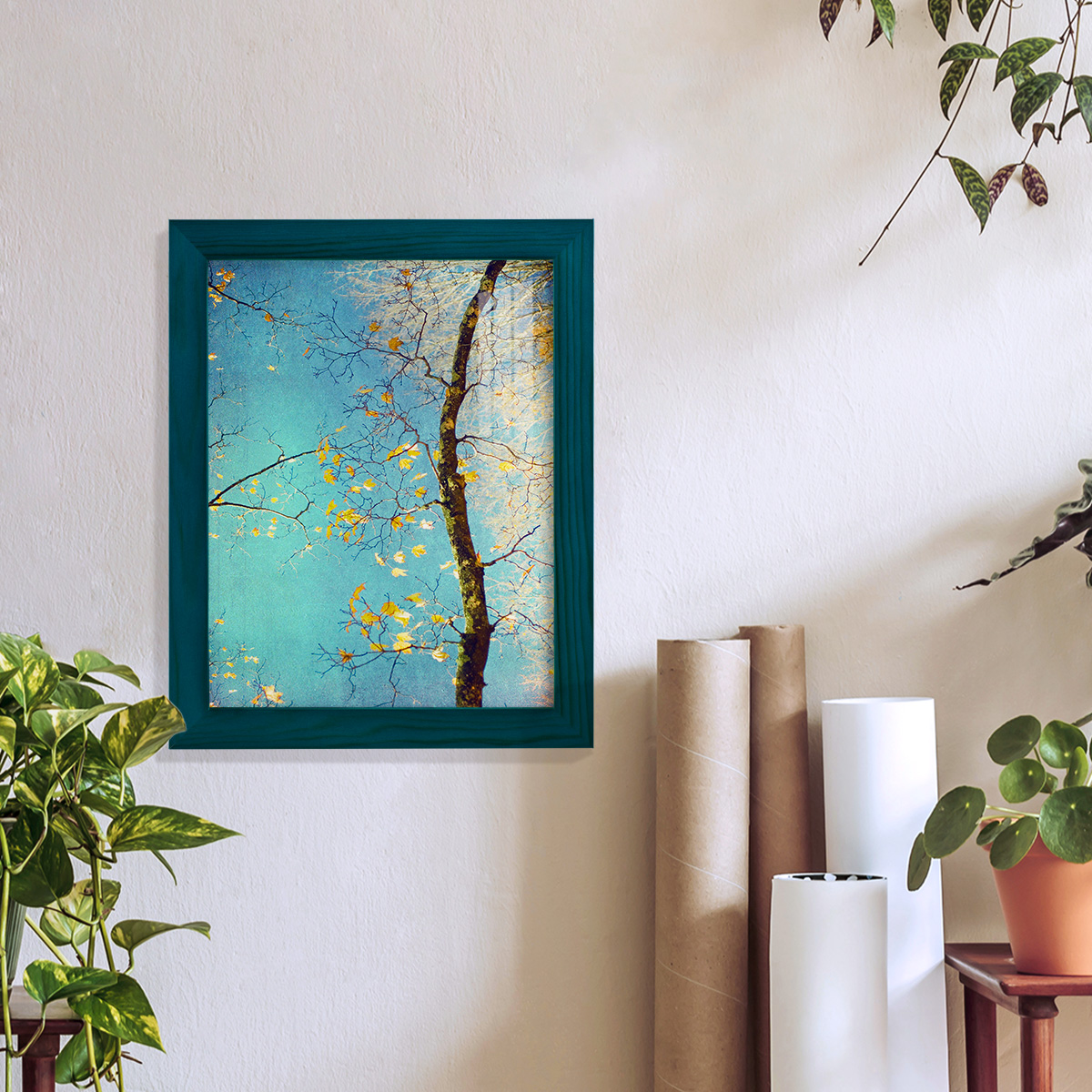 Autumn Tapestry III -Framed Print w/glass-Ocean Blue