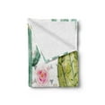 thumbnail image 2 of Hawaii Soft Flannel Fleece Throw Blanket, Watercolor Look Pattern of Exotic Cacti and Roses with Little Triangles, Cozy Plush for Indoor and Outdoor Use, 70" x 90", Multicolor, by Ambesonne, 2 of 5
