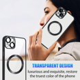 thumbnail image 3 of ShellTech Compatible with iPhone 14 Magnetic Clear Case,Luxury Plating Electroplated Transparent Shockproof MagSafe Case with Full Camera Lens Protector for Women Girl Men,Black, 3 of 6