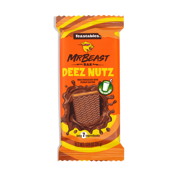 Feastables Mr Beast Deez Nutz Peanut Butter Milk Chocolate Bar, 1.24 oz