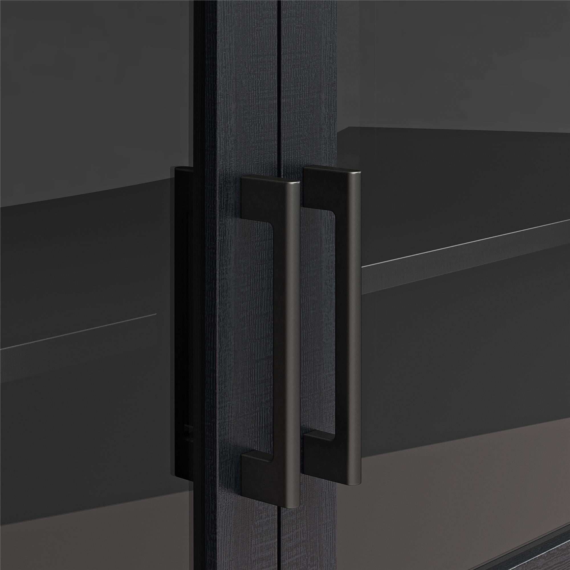 Mainstays Glass Door TV Stand for TVs up to 55", Black Wood