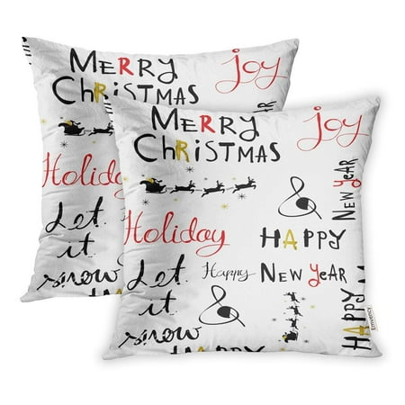 Black Bear 2 Light (ARHOME Bear Light Red Black Christmas Let It Snow Cartoon Pillow Case Pillow Cover 20x20 inch Set of)