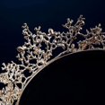 thumbnail image 3 of Tiara de diamantes de imitación con corona de boda de oro rosa para mujer, tiara barroca, joyería para el cabello nupcial para bodas, desfiles, fiestas de princesas JM, 3 of 5