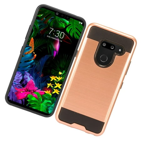 LG G8 ThinQ Phone Case Heavy Duty Metallic Brushed Texture Slim Hybrid Shock Proof Dual Layer Armor Defender Protective TPU Rubber Rugged Cover ROSE GOLD Thin Case Phone Cover for LG G8 Thinq (Best Phones Of 2019 15)