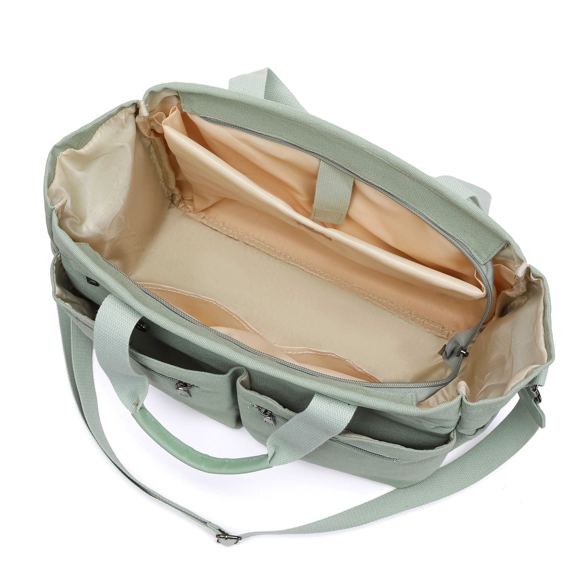 2pcs/set Women'S Large Canvas Tote Bag - Multi-Pocket Laptop Work Bag, Crossbody Shoulder Hobo Messenger Handbag, Purse for Travel, Gym, and Everyday Use