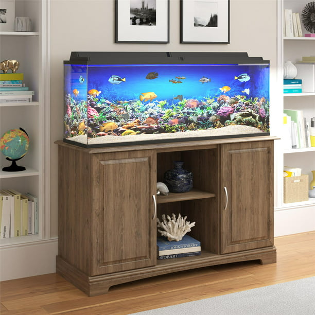 75 Gallon Aquarium Stand Rustic Oak, Fish Tank Stand Bookcase
