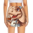 thumbnail image 4 of Uemuo Dinosaur Baking Delight Pattern Women's Athletic Shorts High Waisted Running Shorts with Liner Pockets Gym Elastic Workout Shorts-X-Large, 4 of 9