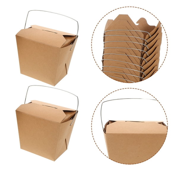50pcs Chinese Takeout Boxes With Metal Wire Handle Paper Take Out Containers Small Food Packaging Boxes Food Packaging Boxes