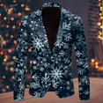 thumbnail image 2 of ANINEO Men Christmas Snowflake Santa Printed Pockets Lapel Button Suit Jacket Blazers Coats Suit Long Sleeve Classic Male Outwear, 2 of 3