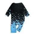 thumbnail image 3 of Halloween Pajamas, Family Matching Pajamas, Halloween Pajamas for Family, Halloween Matching Family Pajamas Black Blue Bat Gradient Long Sleeve Set for Costume Party, Baby 12 Months, 3 of 4