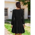 thumbnail image 3 of Weardear Women's 2025 Fall Dress V Neck Tiered Long Sleeve Casual Dress A Line Dresses with Pockets, 3 of 5